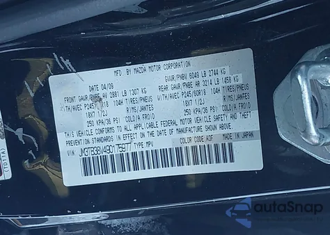 2009 Mazda Cx-9 Sport z USA, uszkodzony, nr VIN JM3TB38V490175977